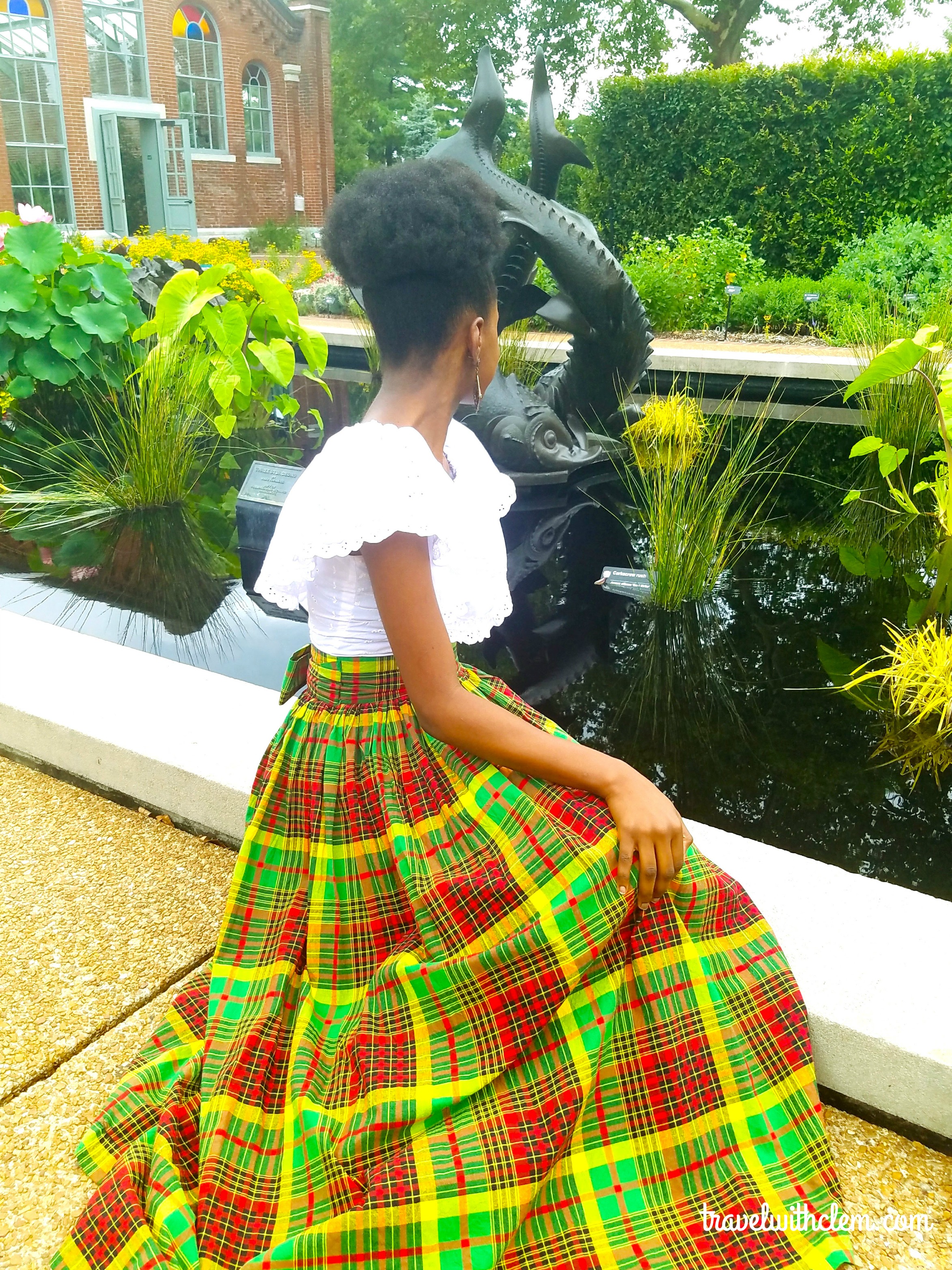 exploring and visiting the missouri botanical garden, black girl with afro hair